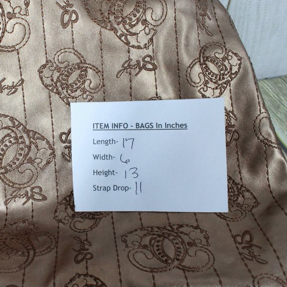 Original by Sharif Gold Vegan Leather Embroidered Drawstring Tote Shoulder Bag - Picture 13 of 13